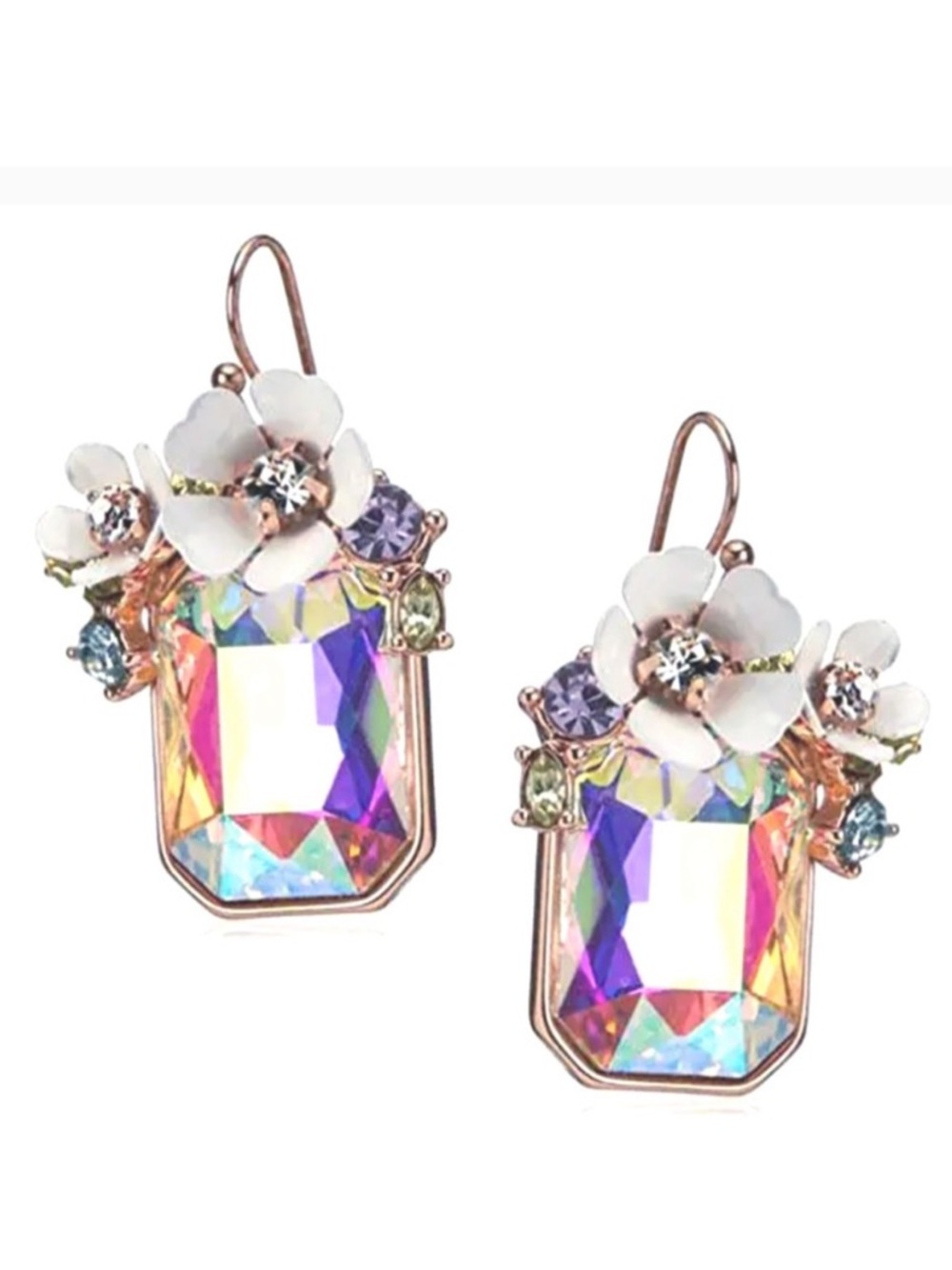 Pretty Gem Earrings Adorned w/ Floral Clusters